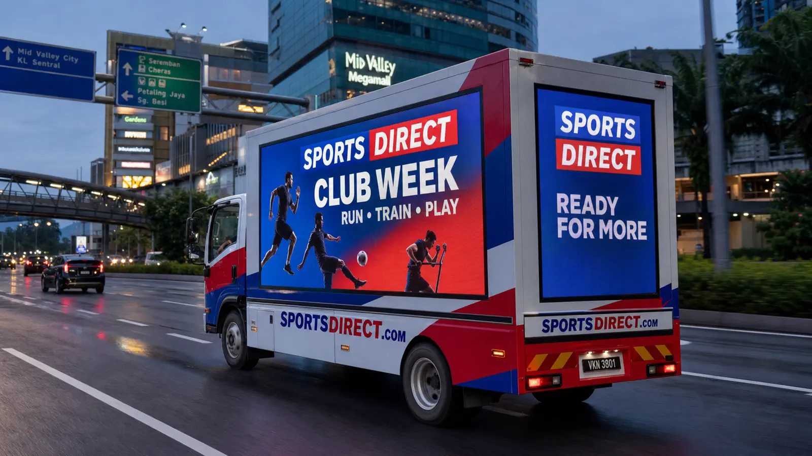 Property Launch City Awareness Route activation format with a complete LED truck view