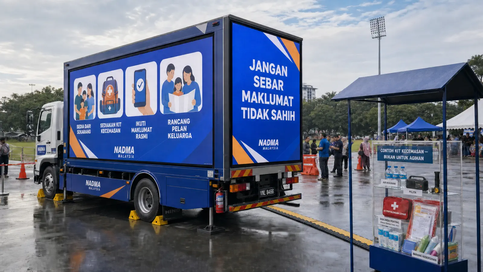 Dual / Three-Sided LED rental truck for community flood and disaster-readiness education in Kuantan, Pahang