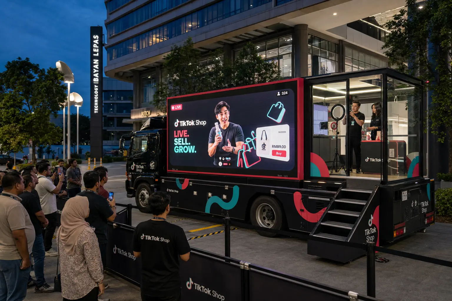 Retail & Mall Live Broadcast Event activation format with a complete LED truck view