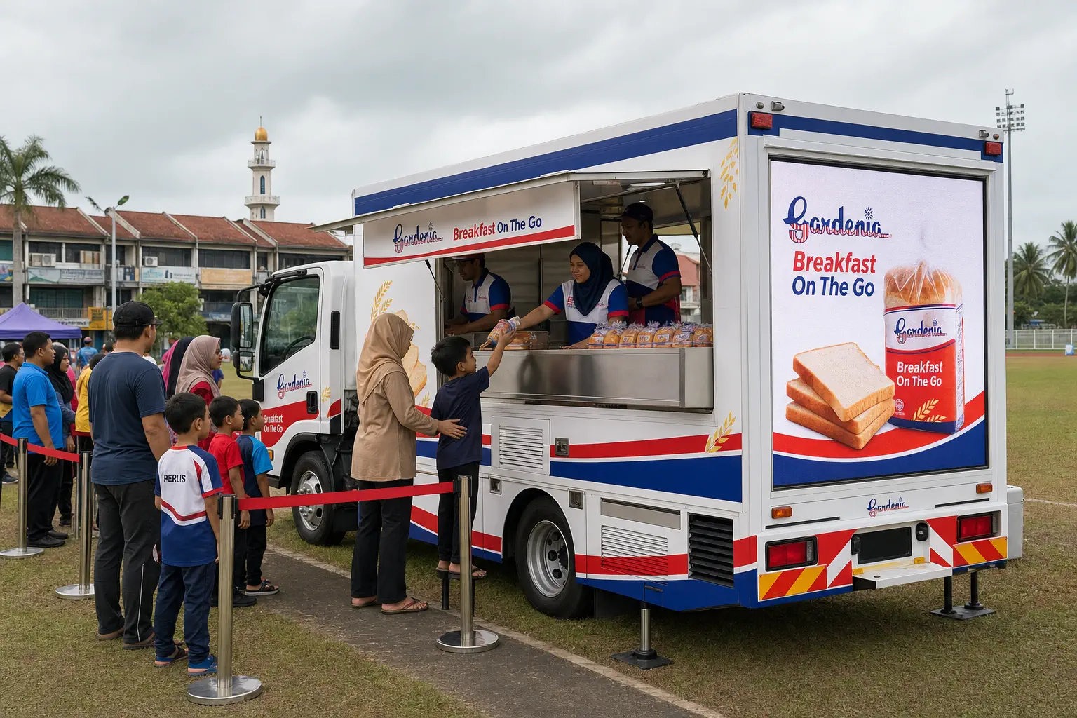 LED + Activation rental truck for community breakfast sampling in Kangar, Perlis
