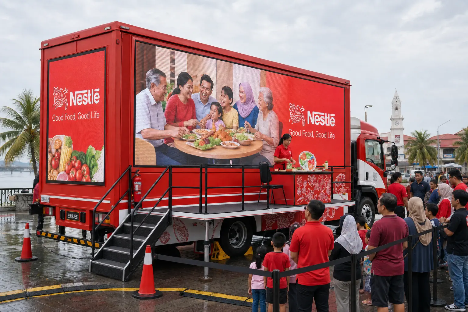 Education Sampling & Demonstration activation format with a complete LED truck view