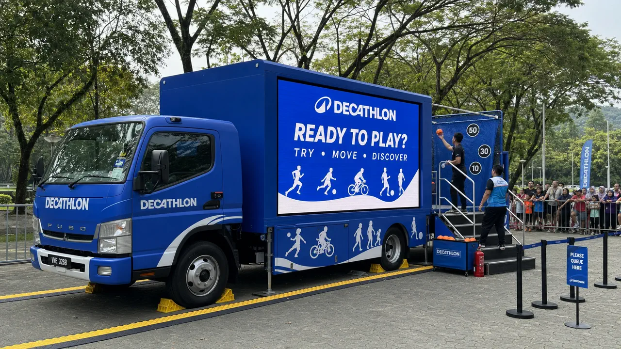 Tourism & Destination Sampling & Demonstration activation format with a complete LED truck view