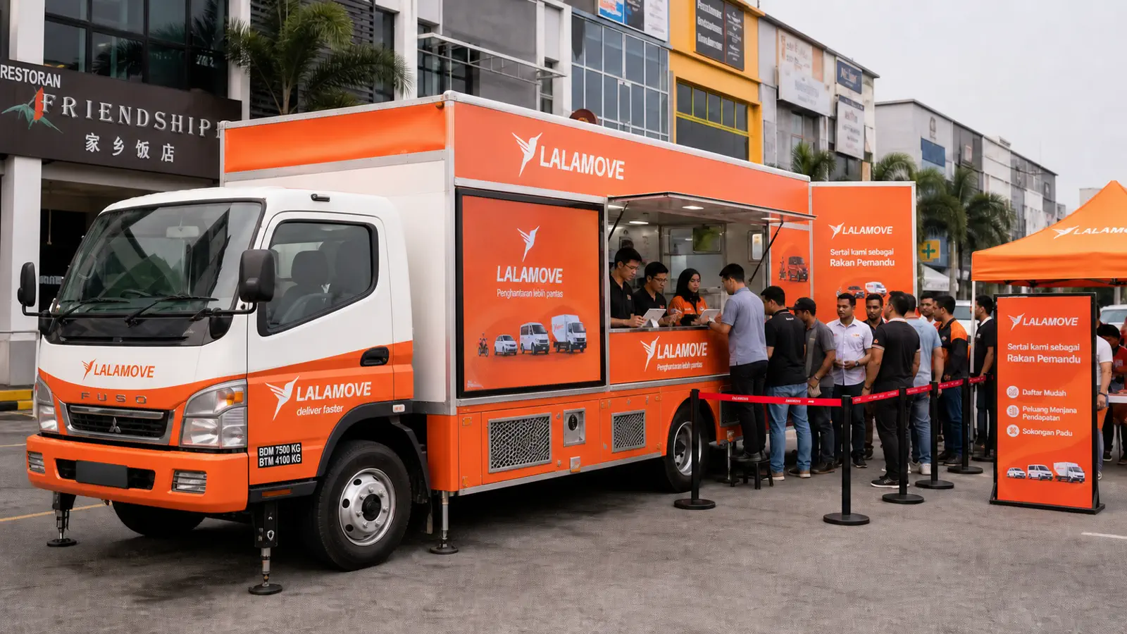 Sports & Fan Zone City Awareness Route activation format with a complete LED truck view