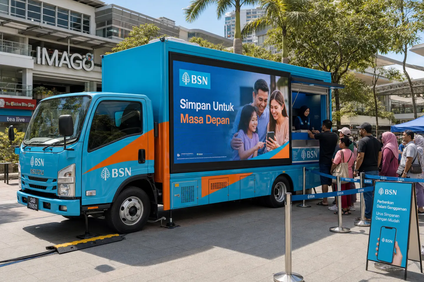 LED + Activation rental truck for family savings and mobile-banking outreach in Kota Kinabalu, Sabah
