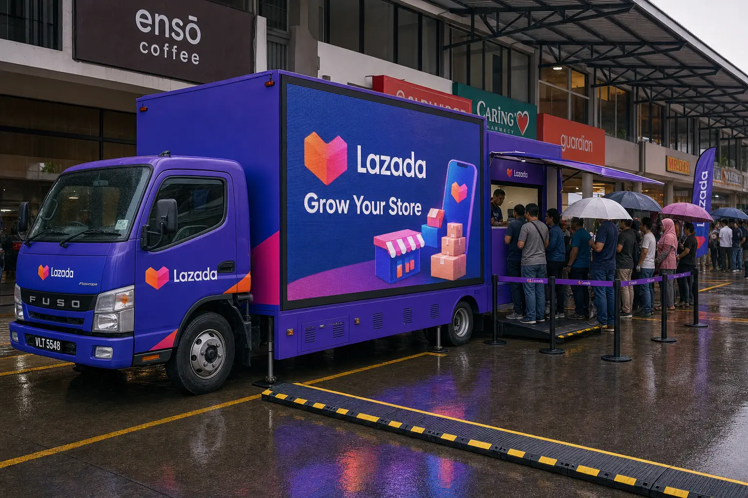 Corporate Public Viewing Experience activation format with a complete LED truck view