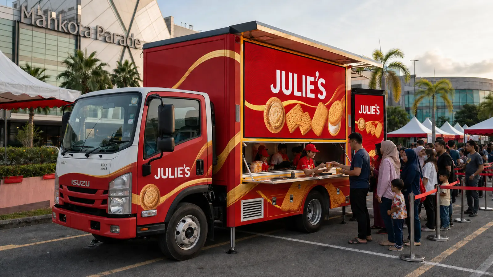 Retail & Mall Sampling & Demonstration activation format with a complete LED truck view