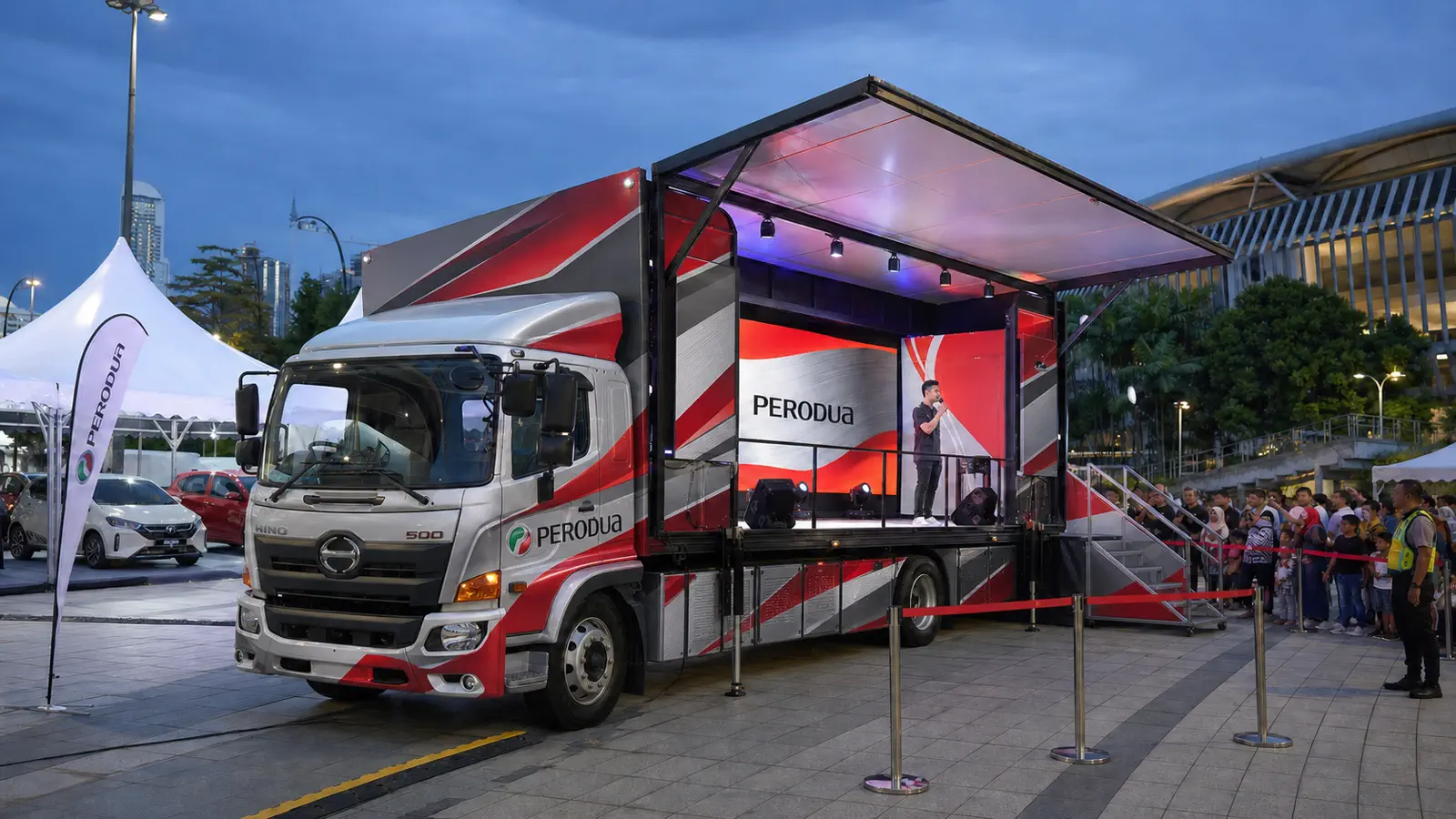 Product Launch Roadshow rental activation in Bukit Jalil, Kuala Lumpur, shown as a complete LED truck