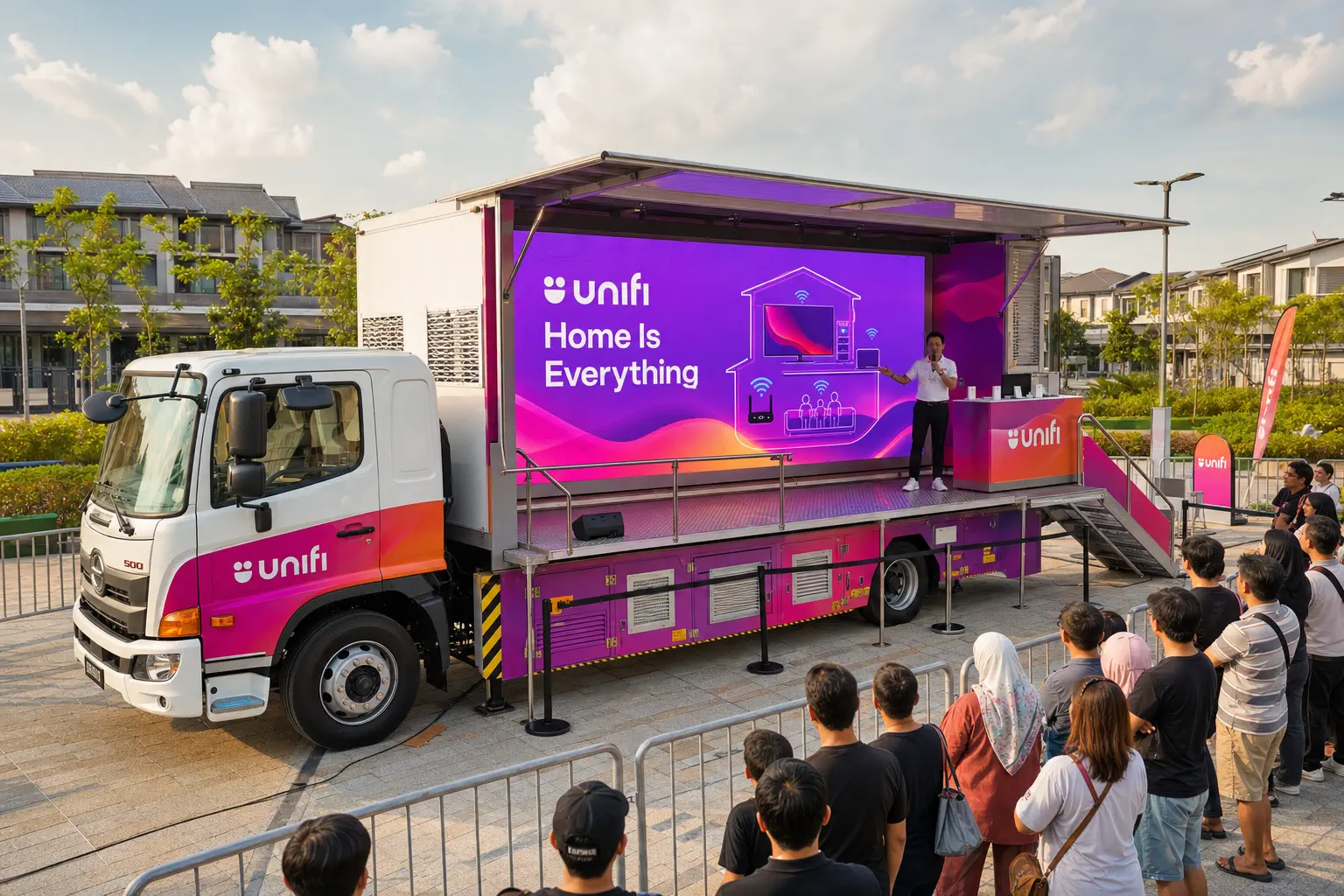 Property Launch Public Viewing Experience activation format with a complete LED truck view