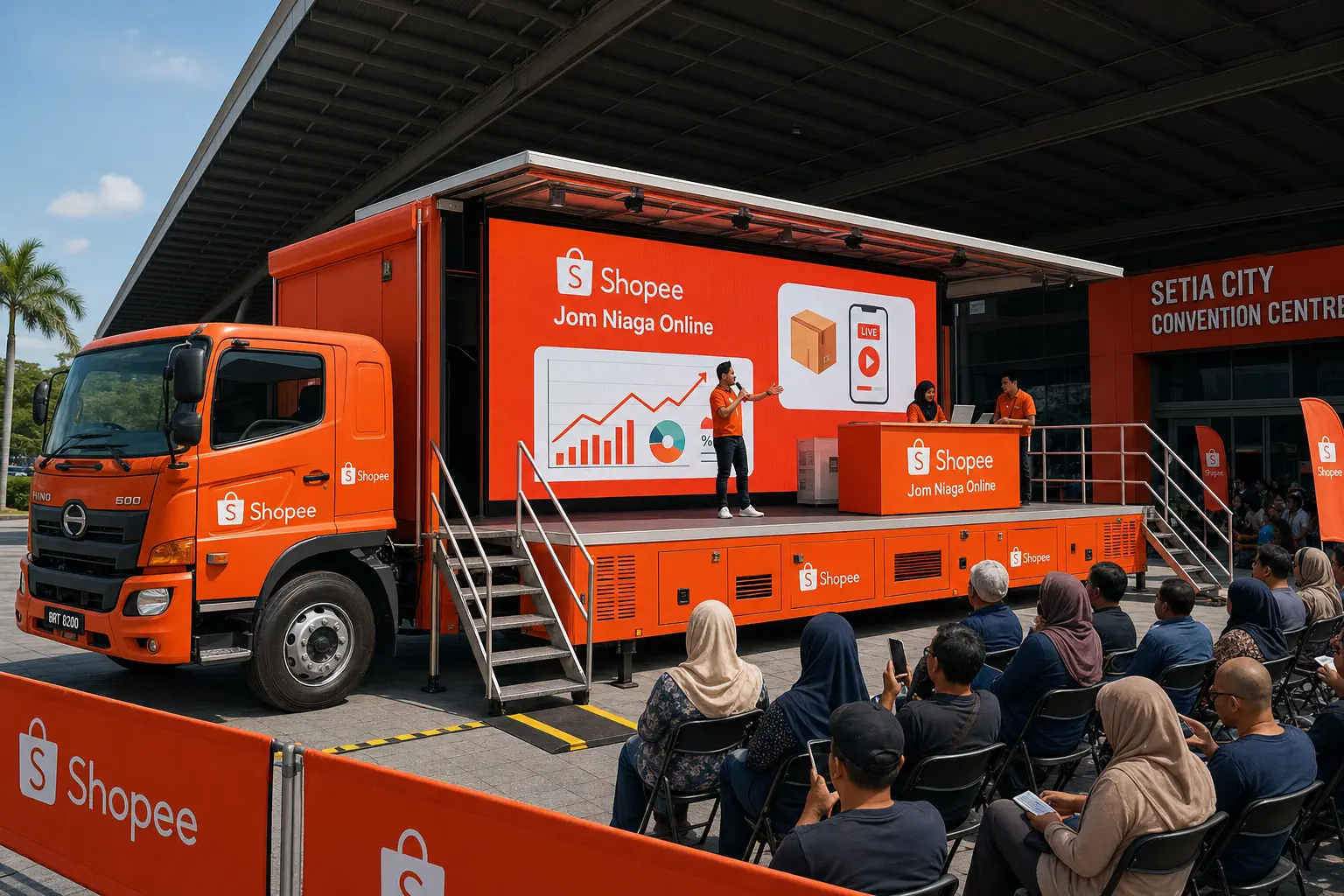 Mobile Stage Truck Rental rental activation in Shah Alam, Selangor, shown as a complete LED truck