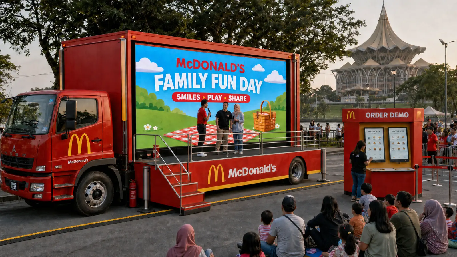 Tourism & Destination Public Viewing Experience activation format with a complete LED truck view