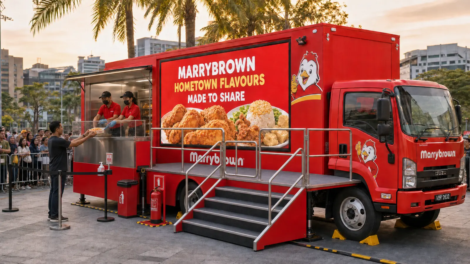 Mobile LED Stage rental truck for hometown brand storytelling and controlled adult tasting portions in Johor Bahru, Johor