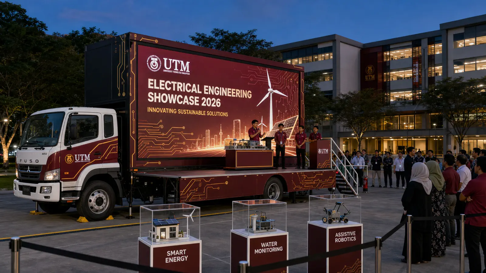 Outdoor Cinema & Public Viewing rental activation in Skudai, Johor, shown as a complete LED truck