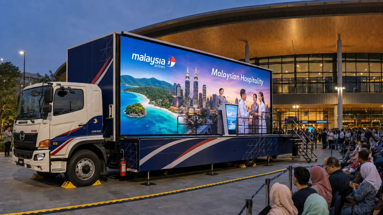 Live Streaming & Broadcast rental activation in Sepang, Selangor, shown as a complete LED truck