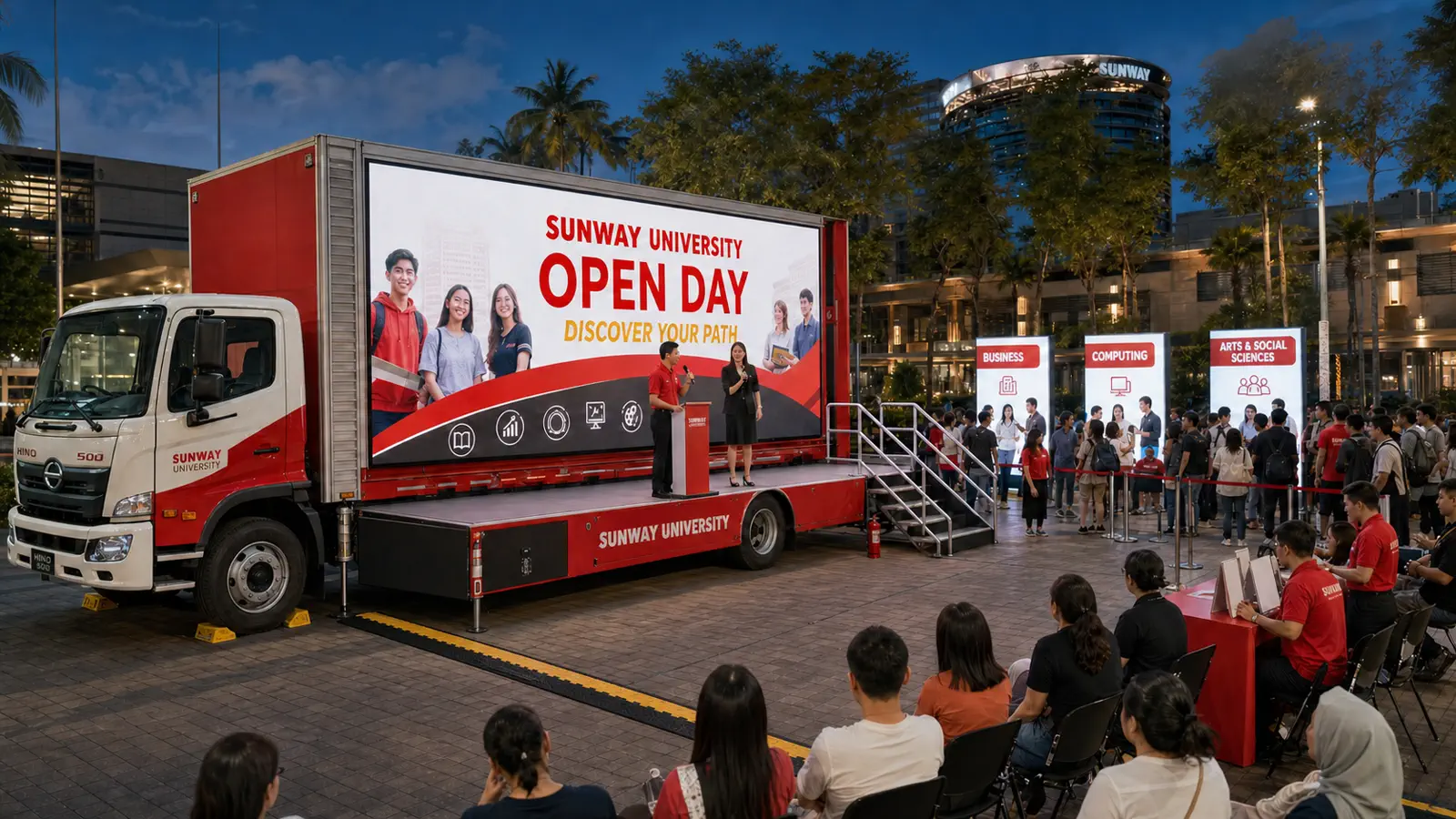 Entertainment Public Viewing Experience activation format with a complete LED truck view