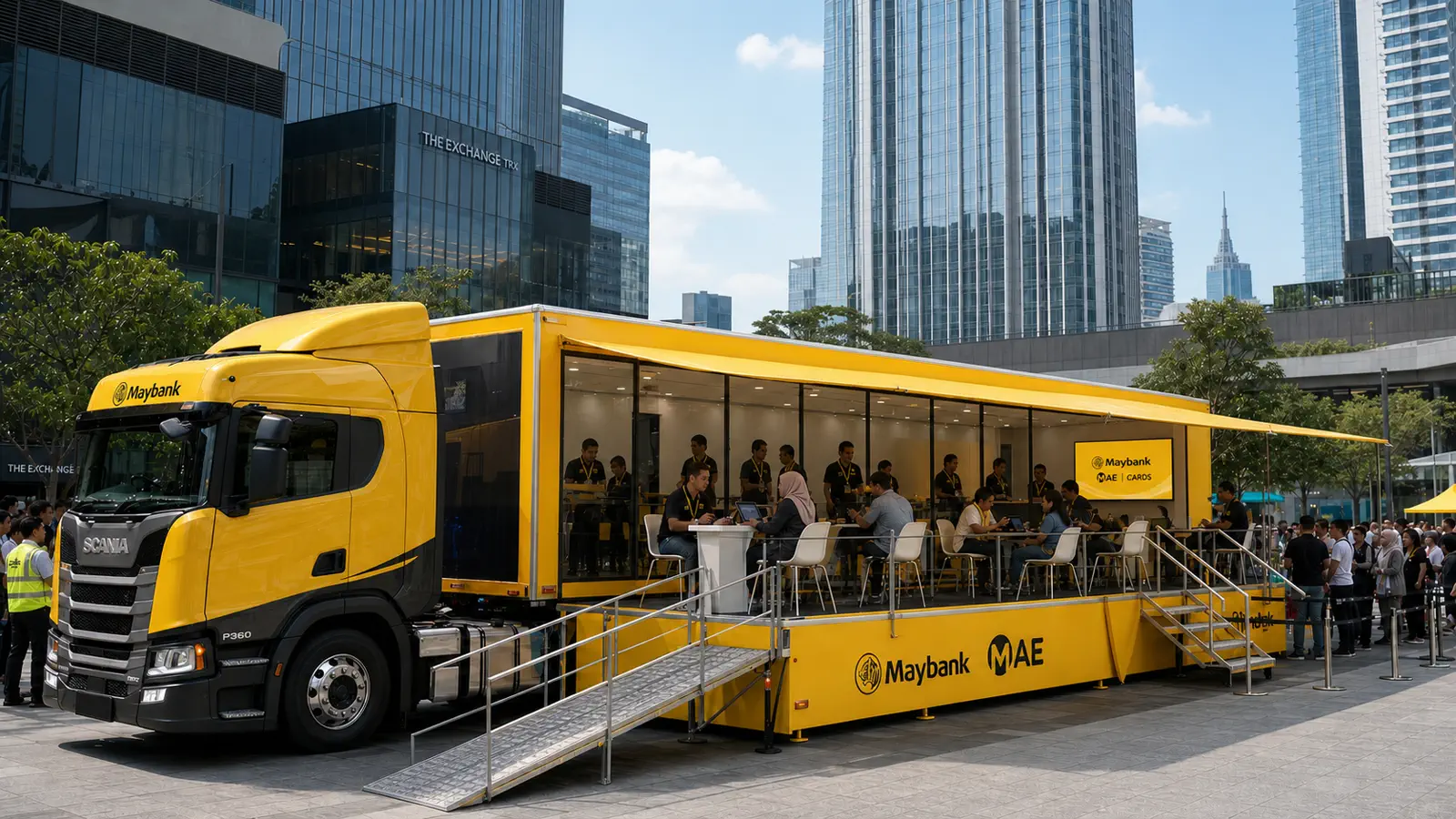 Transparent / Showroom rental truck for mobile banking consultation in Tun Razak Exchange, Kuala Lumpur