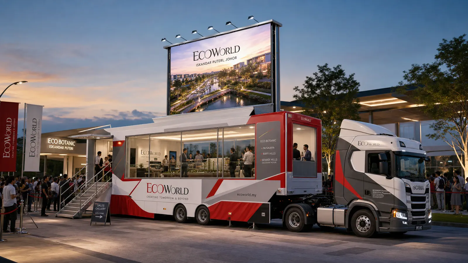 FMCG & Sampling Mobile Showroom Tour activation format with a complete LED truck view