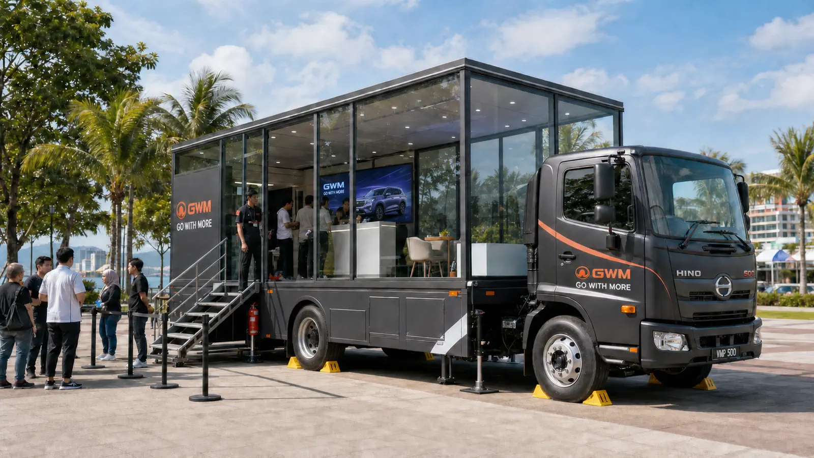 Government & Community Live Broadcast Event activation format with a complete LED truck view