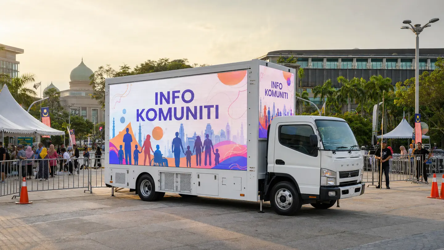 Community information LED truck rental concept in Malaysia
