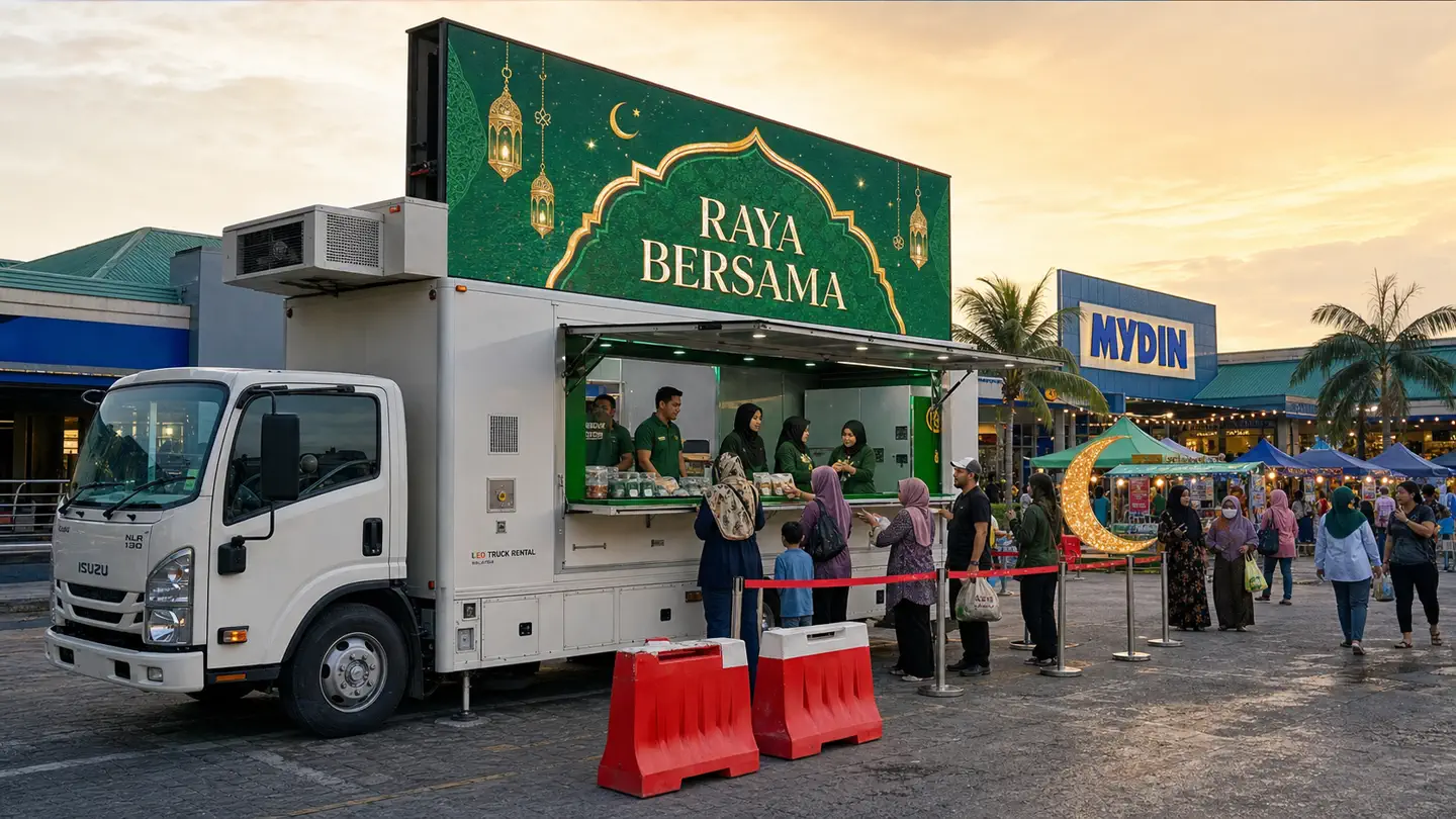 Festive retail sampling LED truck rental concept in Subang Jaya, Selangor