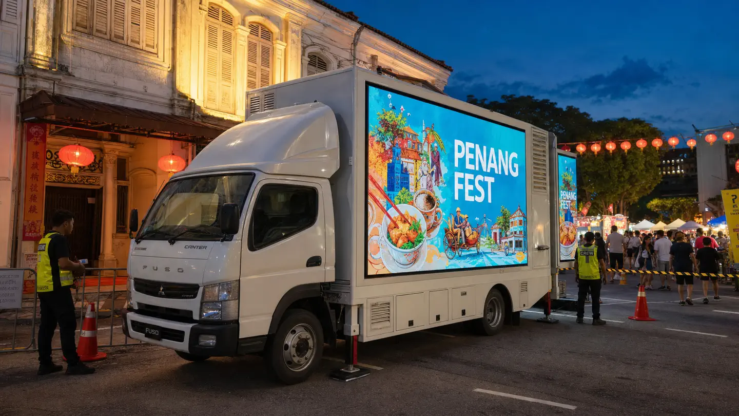 Food heritage LED truck rental concept in Penang