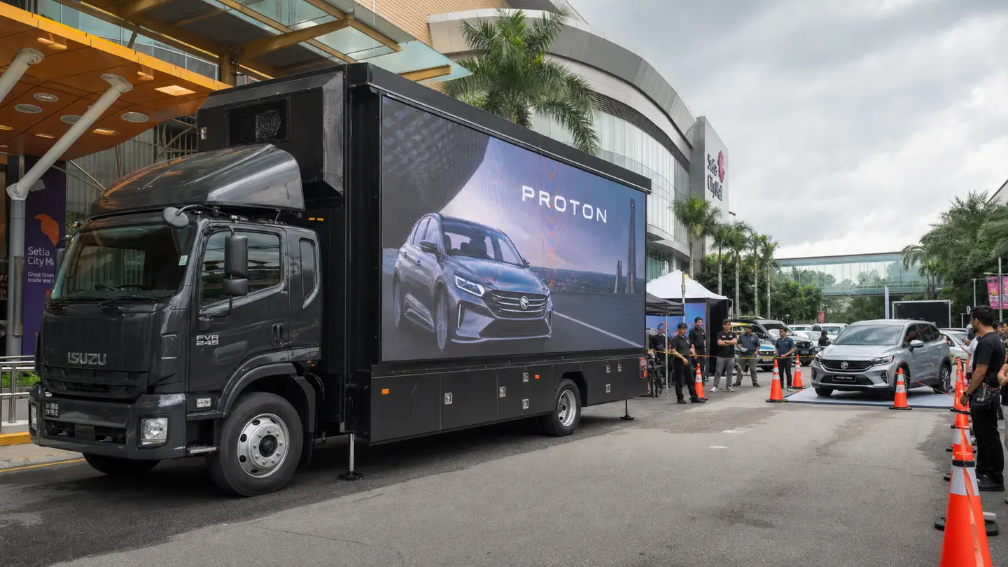 Automotive LED truck rental concept at a Malaysian shopping centre