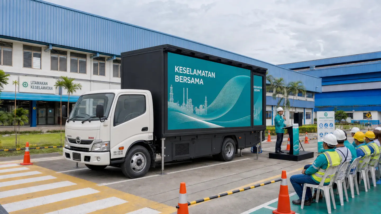 Industrial safety LED truck rental concept in Shah Alam, Selangor